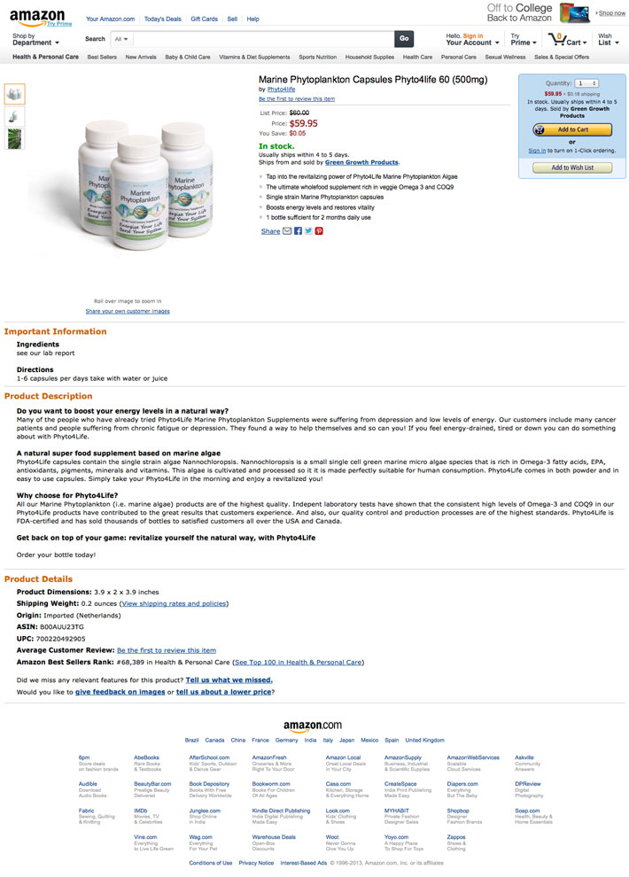 Amazon.com - Marine Phytoplankton capsules